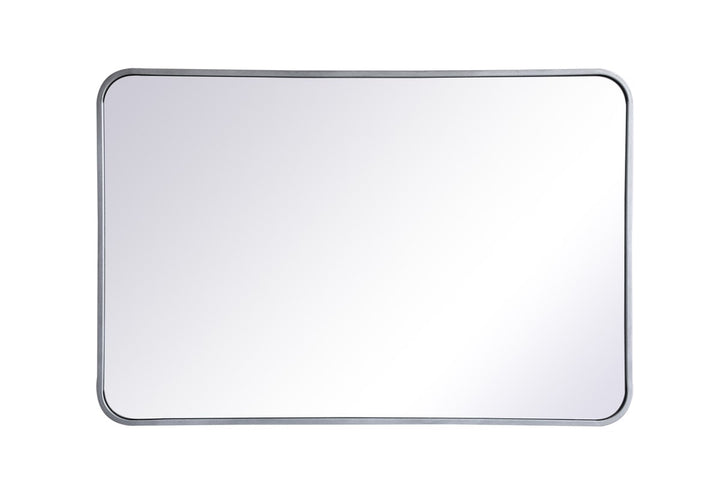Soft Corner Metal Rectangular Mirror 24X36 Inch In Silver by Elegant Decor