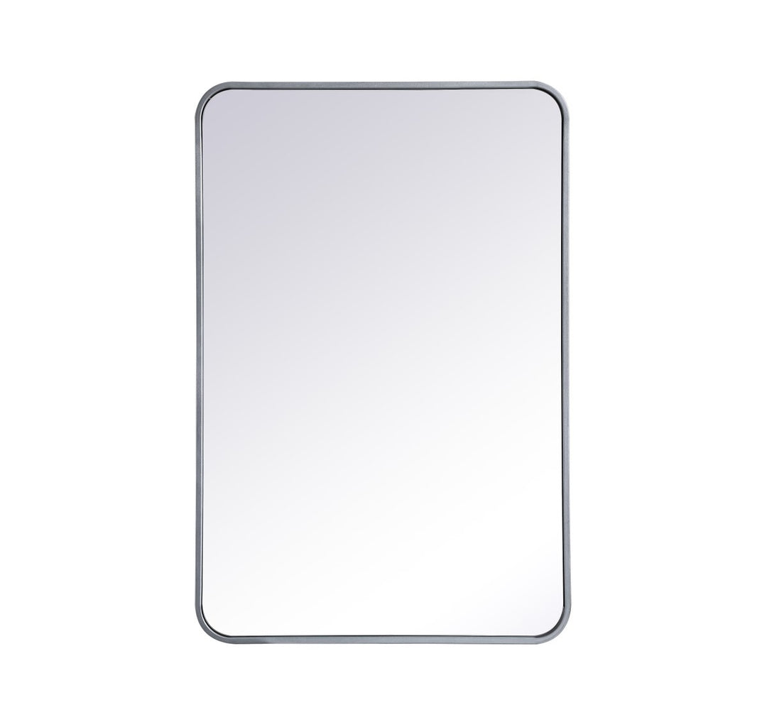 Soft Corner Metal Rectangular Mirror 24X36 Inch In Silver