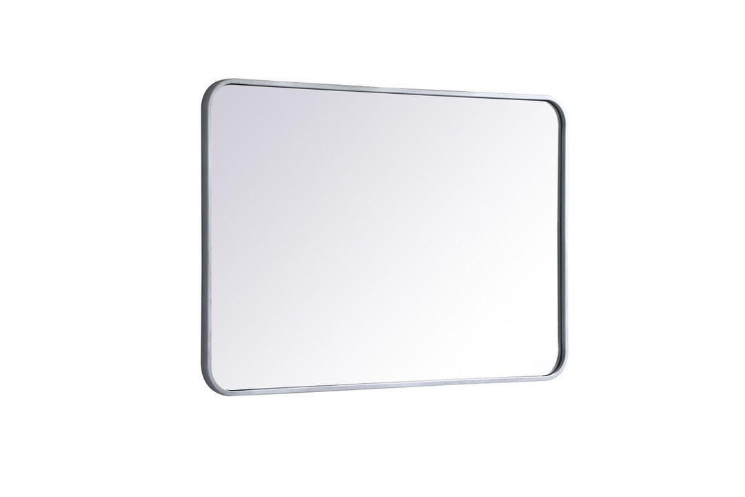 Soft Corner Metal Rectangular Mirror 24X36 Inch In Silver