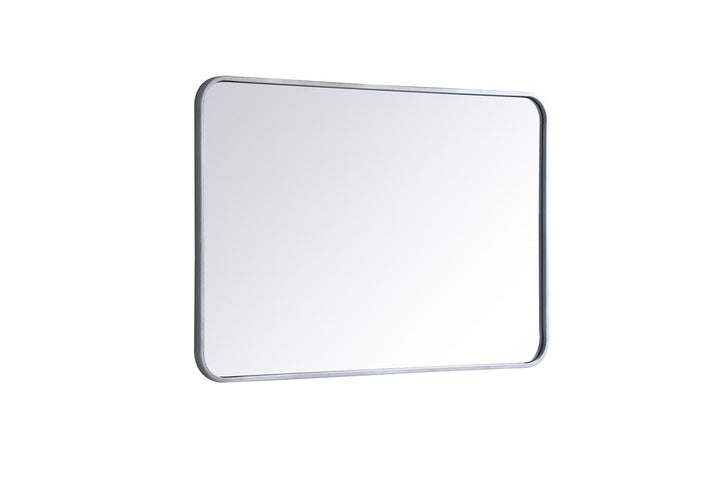 Soft Corner Metal Rectangular Mirror 24X36 Inch In Silver