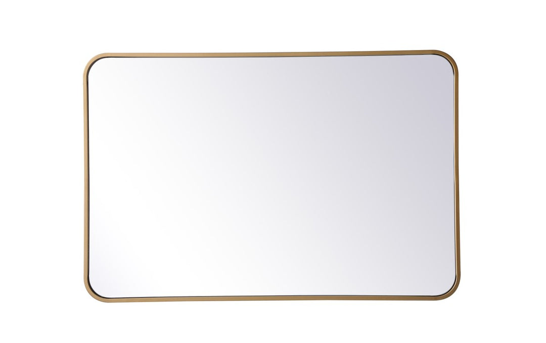 Soft Corner Metal Rectangular Mirror 24X36 Inch In Brass by Elegant Decor