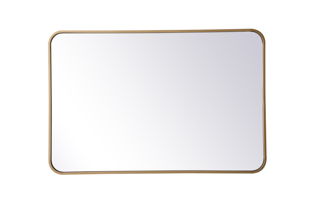 Soft Corner Metal Rectangular Mirror 24X36 Inch In Brass by Elegant Decor