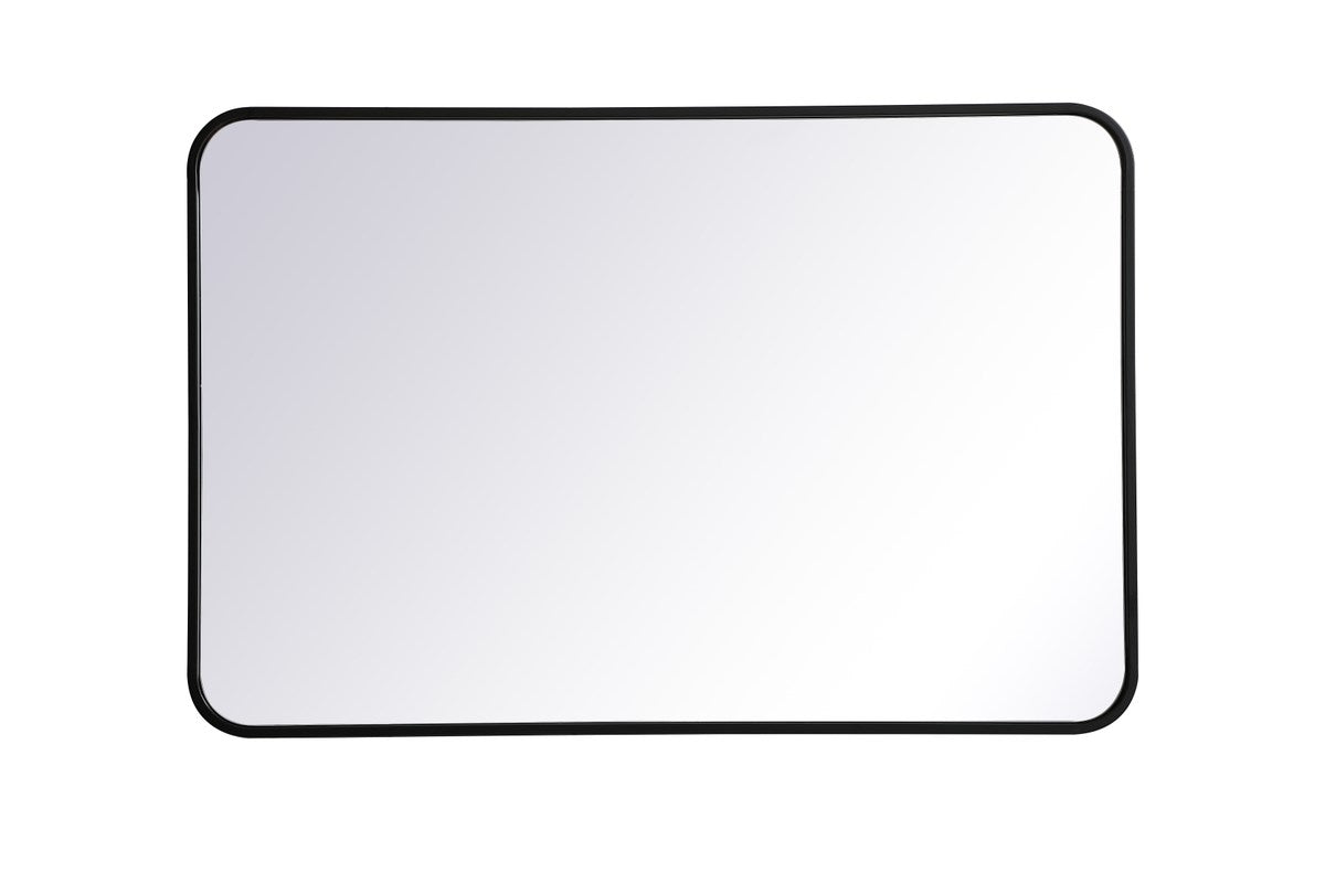 Soft Corner Metal Rectangular Mirror 24X36 Inch In Black by Elegant Decor