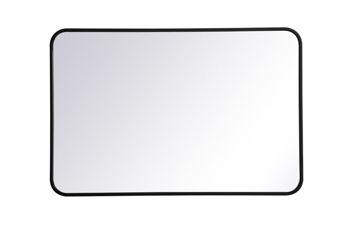 Soft Corner Metal Rectangular Mirror 24X36 Inch In Black by Elegant Decor