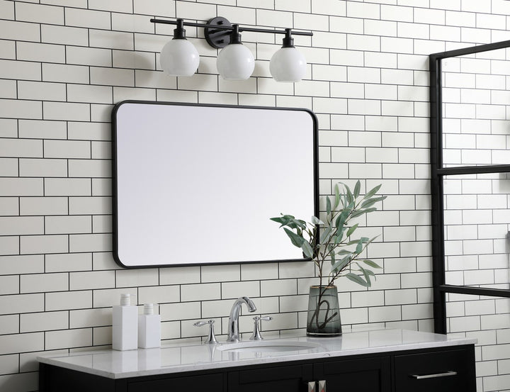 Soft Corner Metal Rectangular Mirror 24X36 Inch In Black