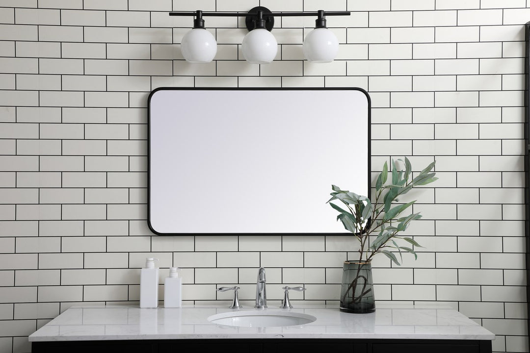 Soft Corner Metal Rectangular Mirror 24X36 Inch In Black
