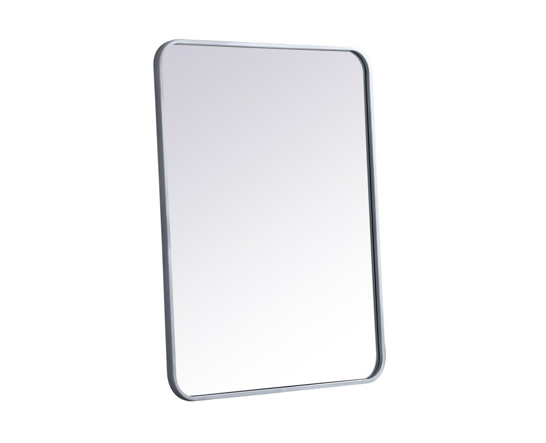 Soft Corner Metal Rectangular Mirror 24X32 Inch In Silver
