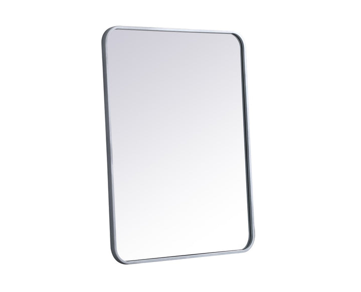 Soft Corner Metal Rectangular Mirror 24X32 Inch In Silver