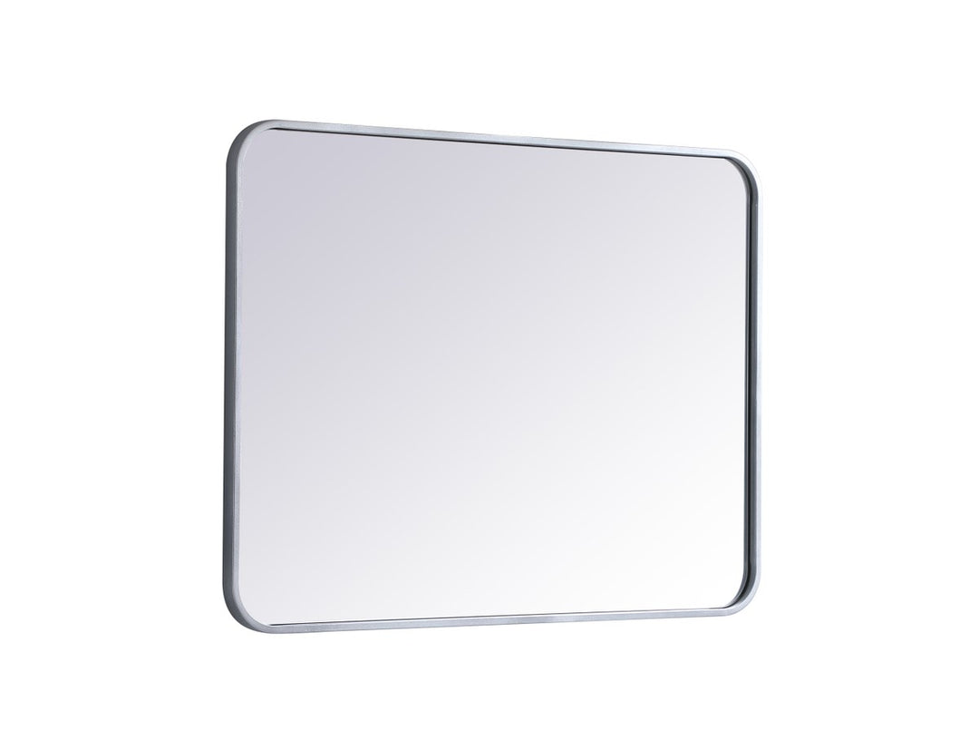 Soft Corner Metal Rectangular Mirror 24X32 Inch In Silver