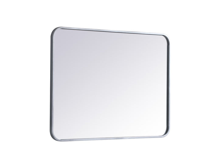 Soft Corner Metal Rectangular Mirror 24X32 Inch In Silver