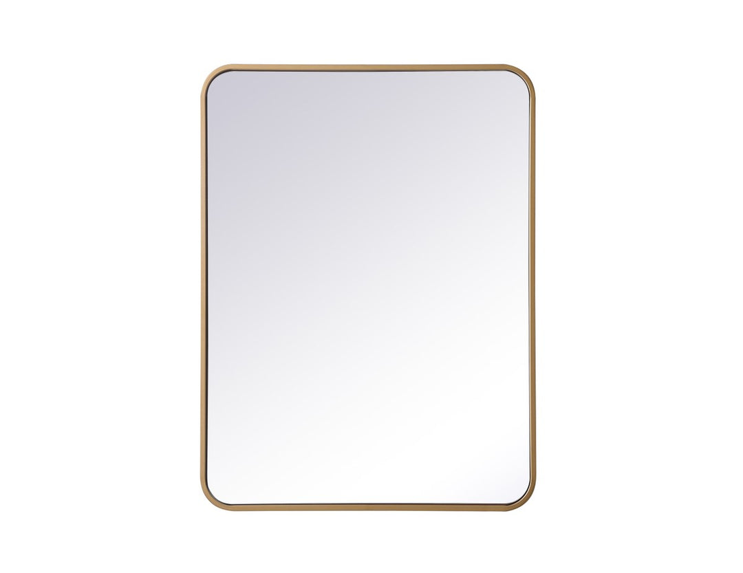 Soft Corner Metal Rectangular Mirror 24X32 Inch In Brass by Elegant Decor