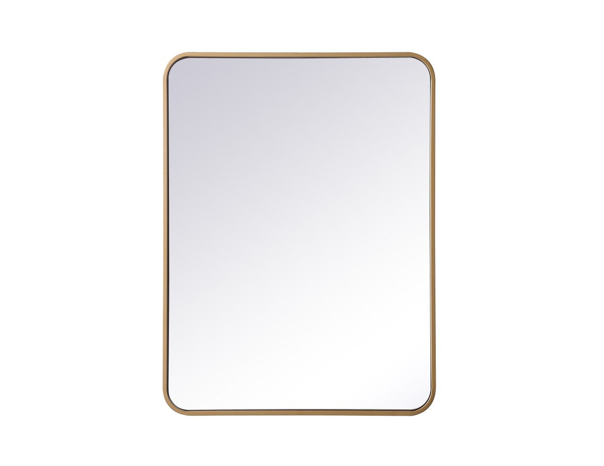 Soft Corner Metal Rectangular Mirror 24X32 Inch In Brass by Elegant Decor