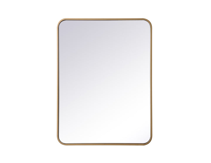 Soft Corner Metal Rectangular Mirror 24X32 Inch In Brass by Elegant Decor