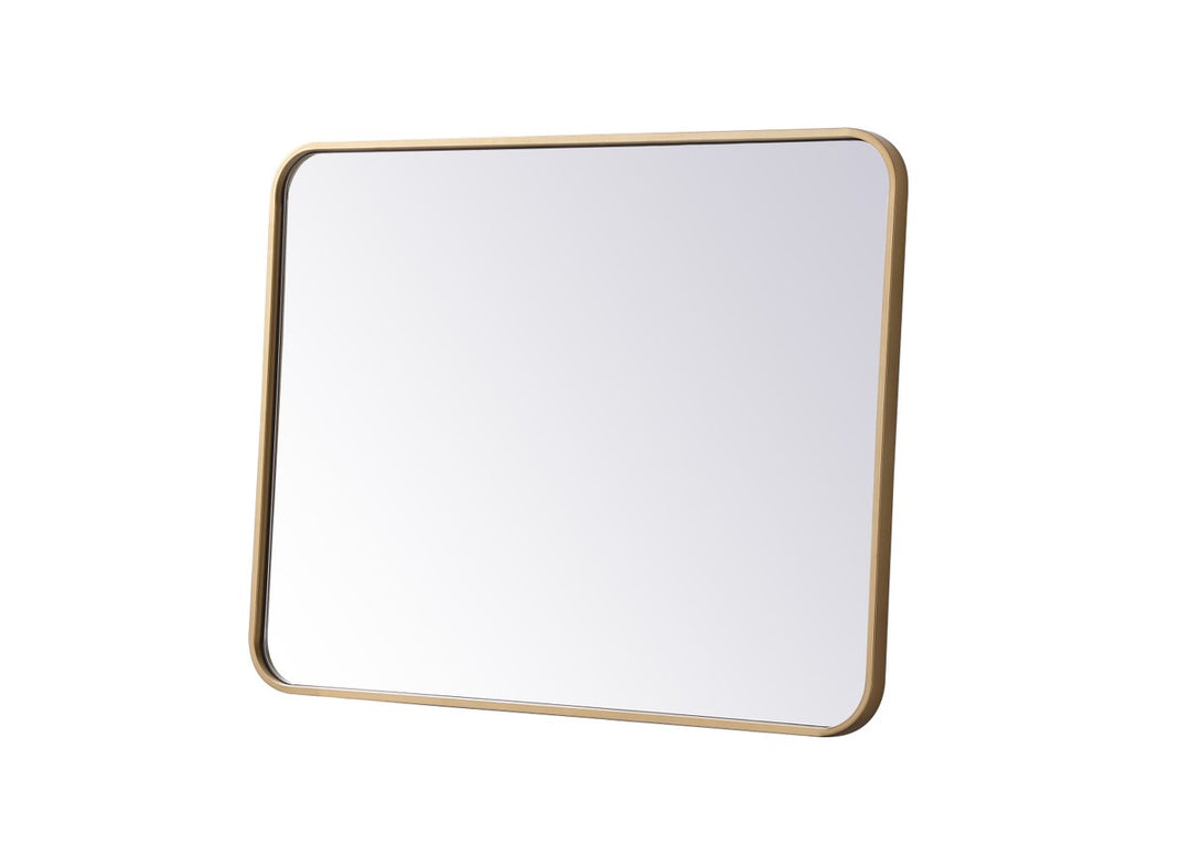 Soft Corner Metal Rectangular Mirror 24X32 Inch In Brass