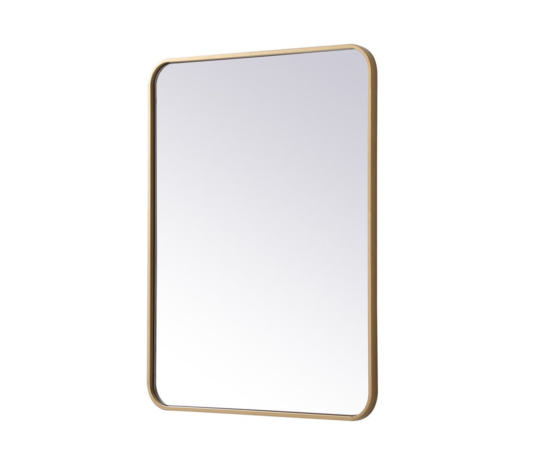 Soft Corner Metal Rectangular Mirror 24X32 Inch In Brass