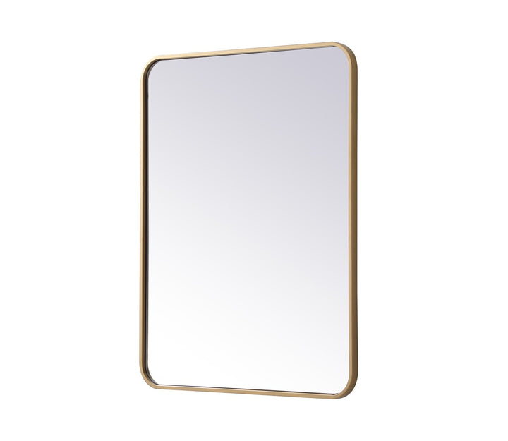 Soft Corner Metal Rectangular Mirror 24X32 Inch In Brass