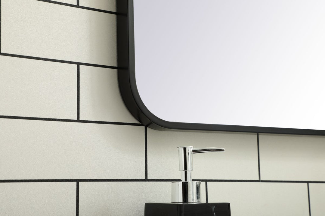 Soft Corner Metal Rectangular Mirror 24X32 Inch In Black