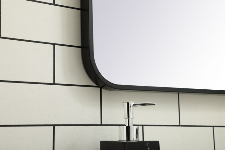 Soft Corner Metal Rectangular Mirror 24X32 Inch In Black