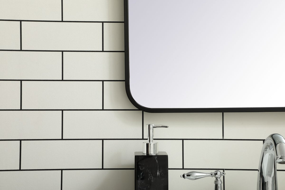 Soft Corner Metal Rectangular Mirror 24X32 Inch In Black