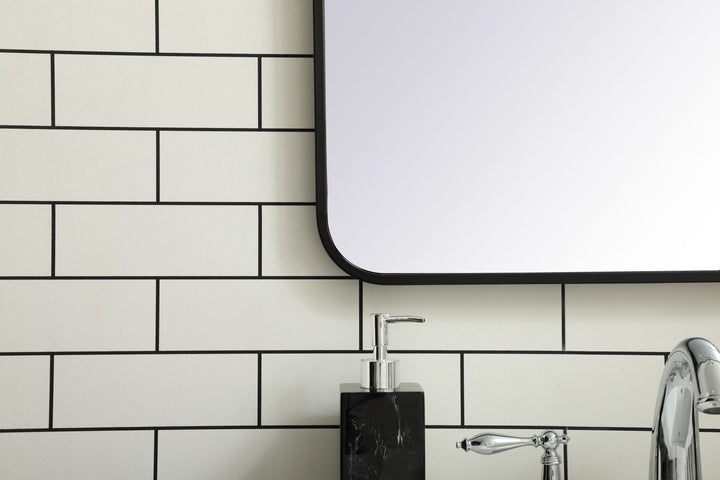 Soft Corner Metal Rectangular Mirror 24X32 Inch In Black