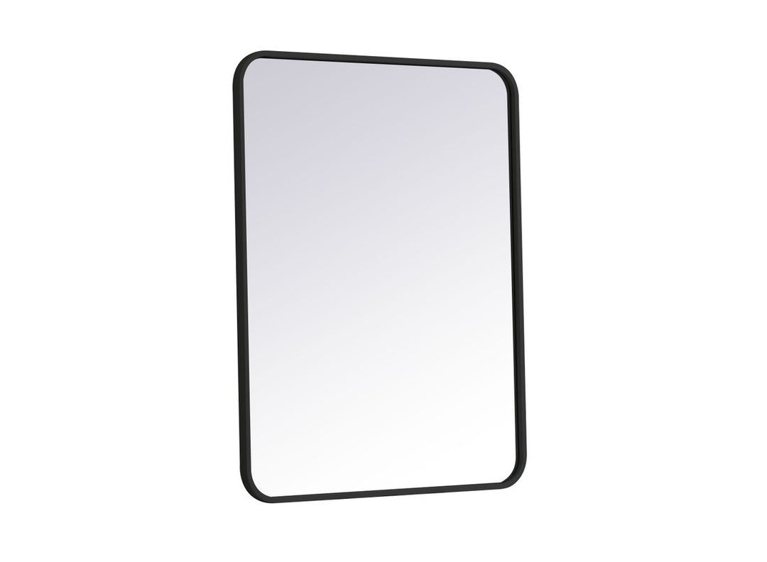 Soft Corner Metal Rectangular Mirror 24X32 Inch In Black