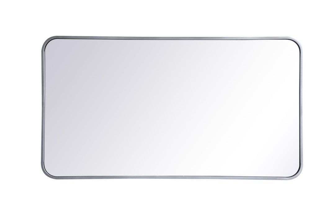 Soft Corner Metal Rectangular Mirror 22X40 Inch In Silver by Elegant Decor