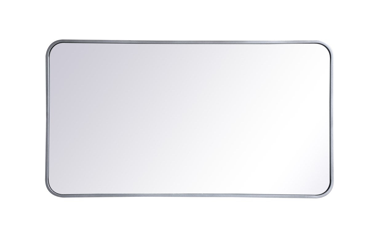 Soft Corner Metal Rectangular Mirror 22X40 Inch In Silver by Elegant Decor