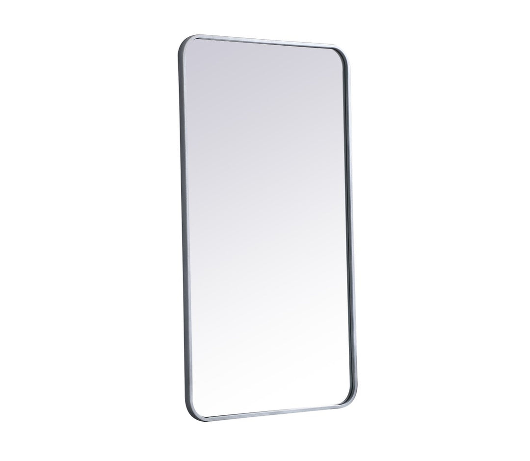 Soft Corner Metal Rectangular Mirror 22X40 Inch In Silver