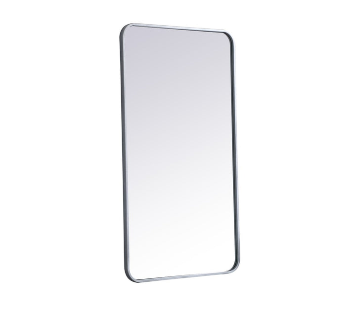 Soft Corner Metal Rectangular Mirror 22X40 Inch In Silver