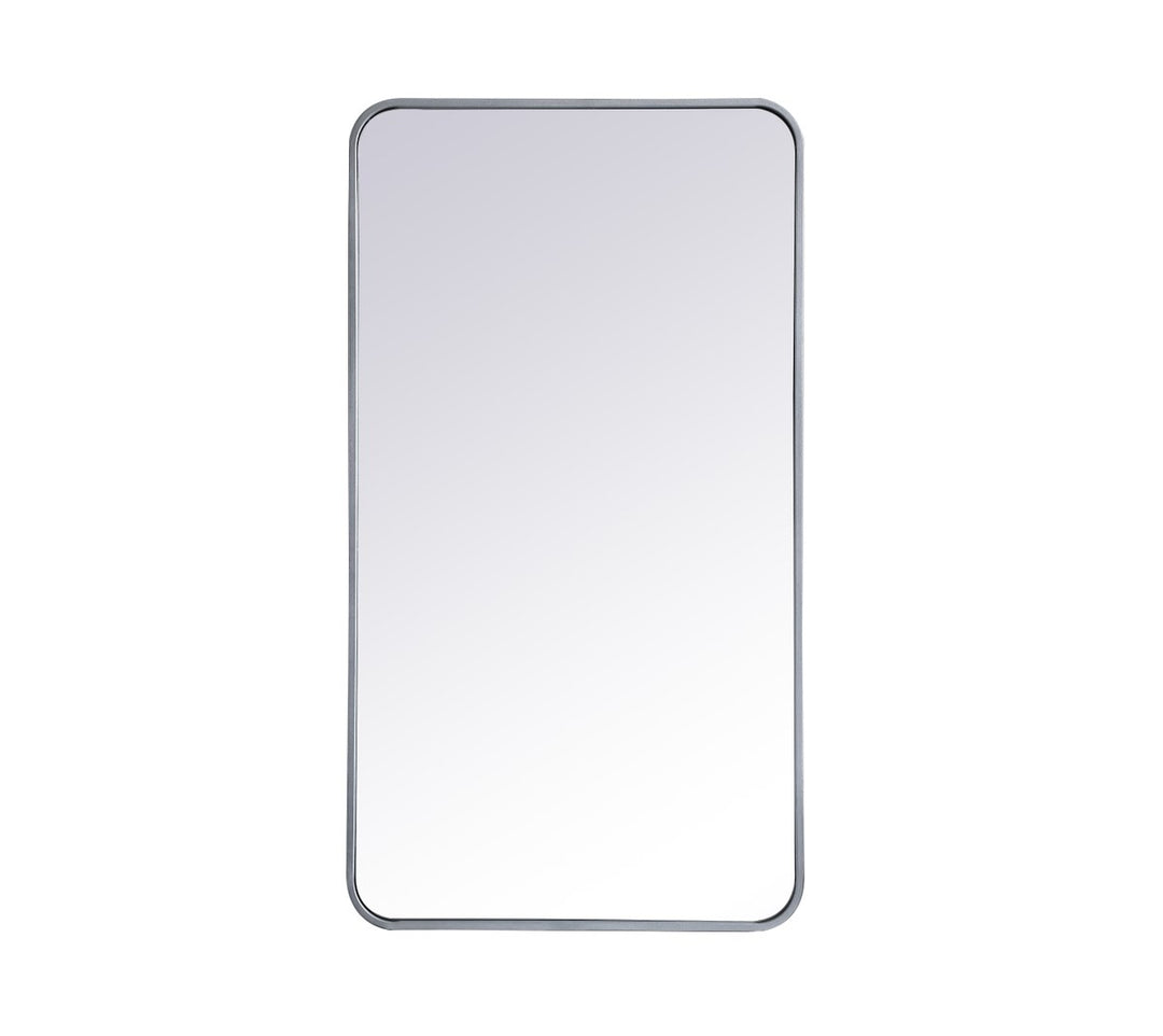 Soft Corner Metal Rectangular Mirror 22X40 Inch In Silver