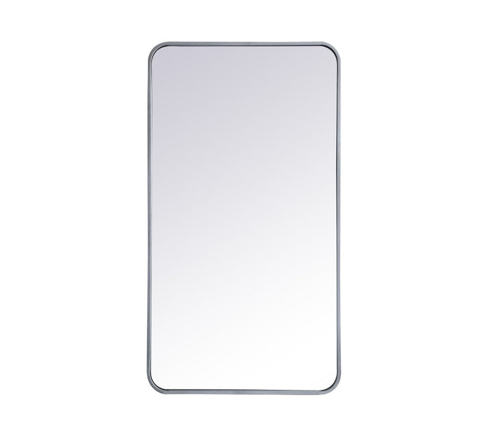 Soft Corner Metal Rectangular Mirror 22X40 Inch In Silver