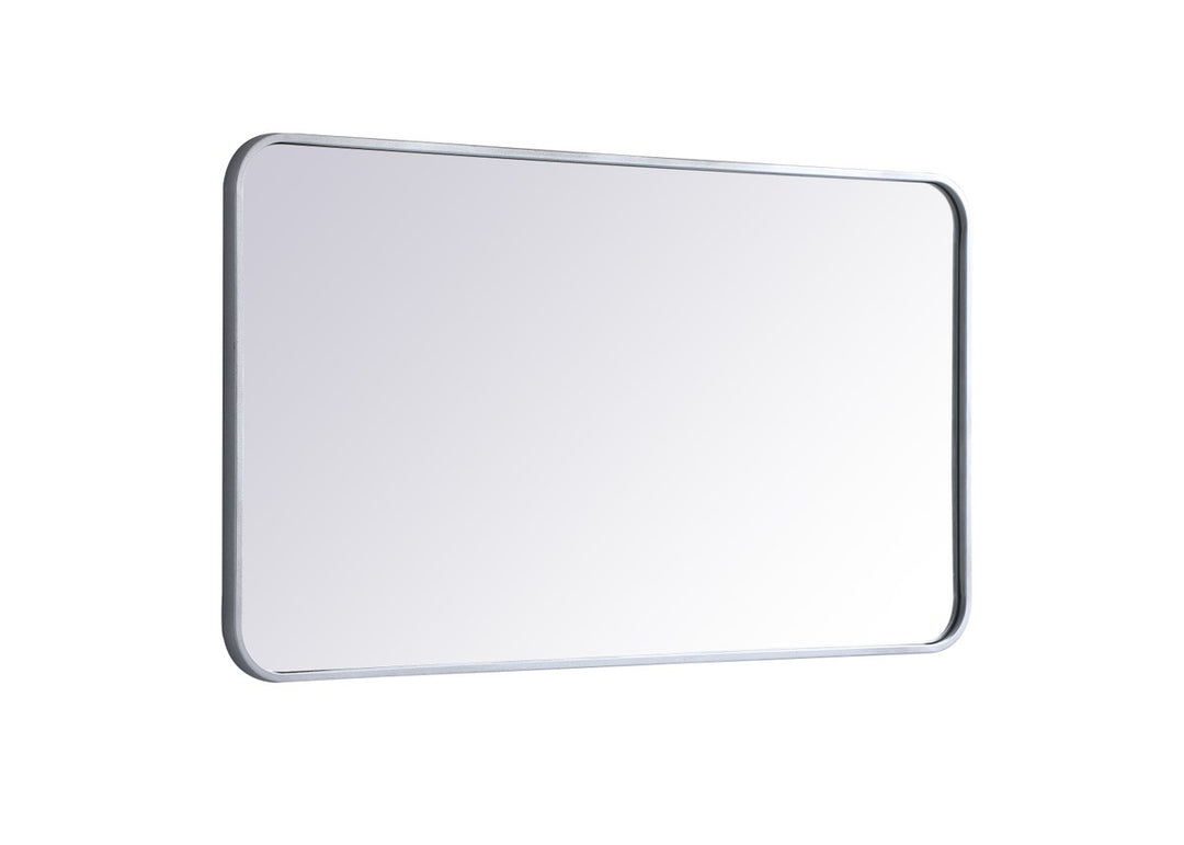 Soft Corner Metal Rectangular Mirror 22X40 Inch In Silver