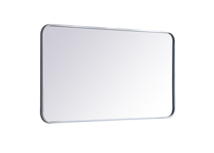 Soft Corner Metal Rectangular Mirror 22X40 Inch In Silver