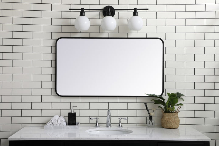 Soft Corner Metal Rectangular Mirror 22X40 Inch In Black