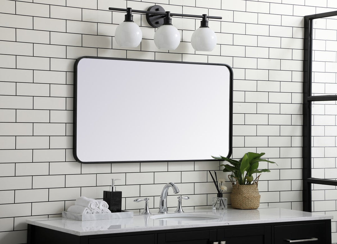 Soft Corner Metal Rectangular Mirror 22X40 Inch In Black