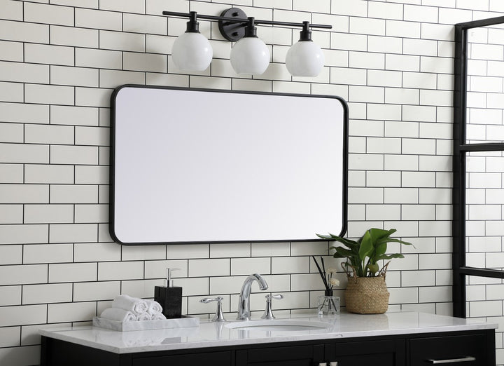 Soft Corner Metal Rectangular Mirror 22X40 Inch In Black
