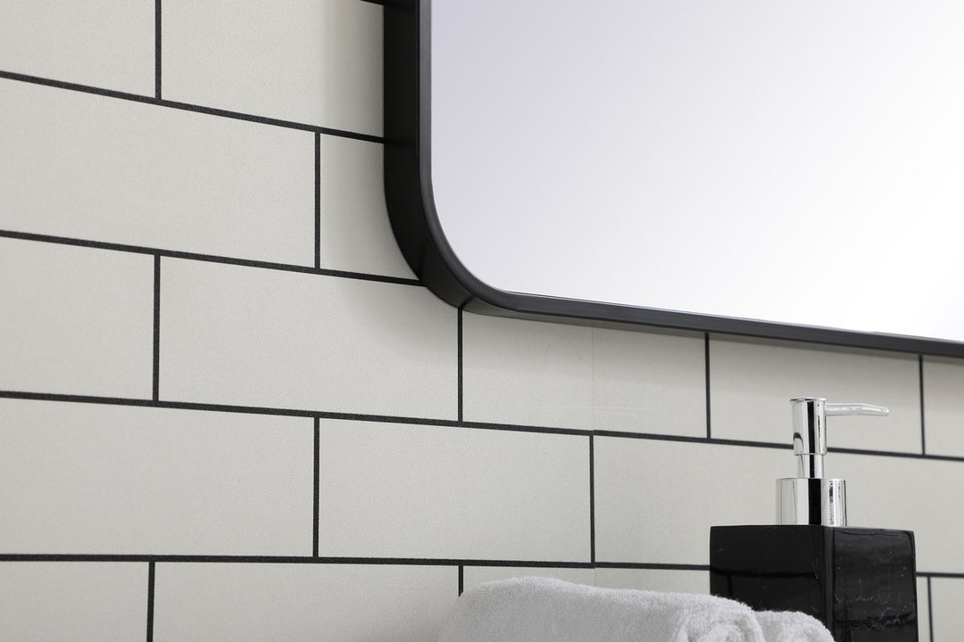 Soft Corner Metal Rectangular Mirror 22X40 Inch In Black