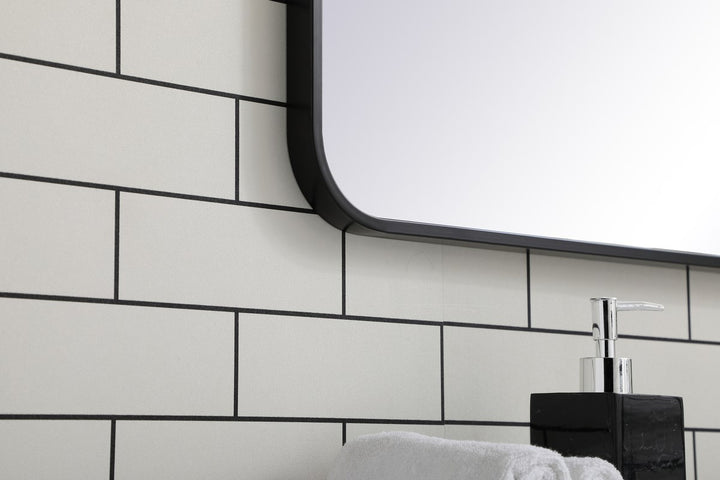 Soft Corner Metal Rectangular Mirror 22X40 Inch In Black