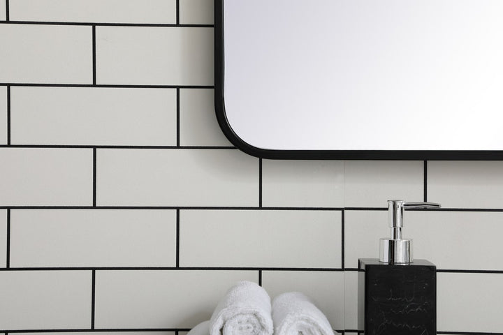 Soft Corner Metal Rectangular Mirror 22X40 Inch In Black