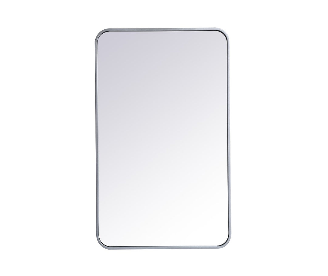 Soft Corner Metal Rectangular Mirror 22X36 Inch In Silver by Elegant Decor