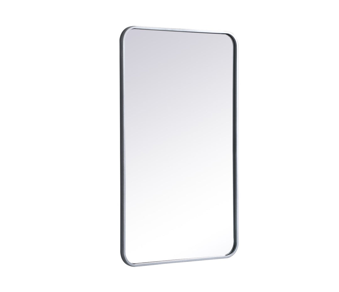 Soft Corner Metal Rectangular Mirror 22X36 Inch In Silver