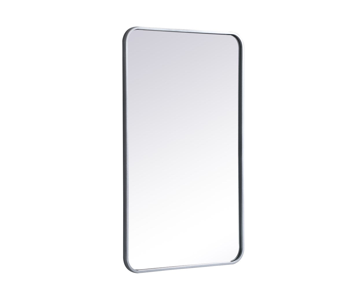 Soft Corner Metal Rectangular Mirror 22X36 Inch In Silver