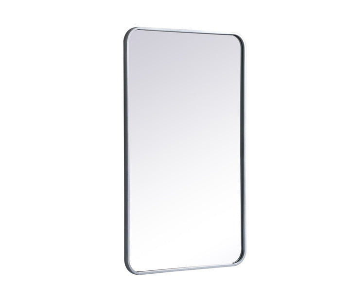 Soft Corner Metal Rectangular Mirror 22X36 Inch In Silver
