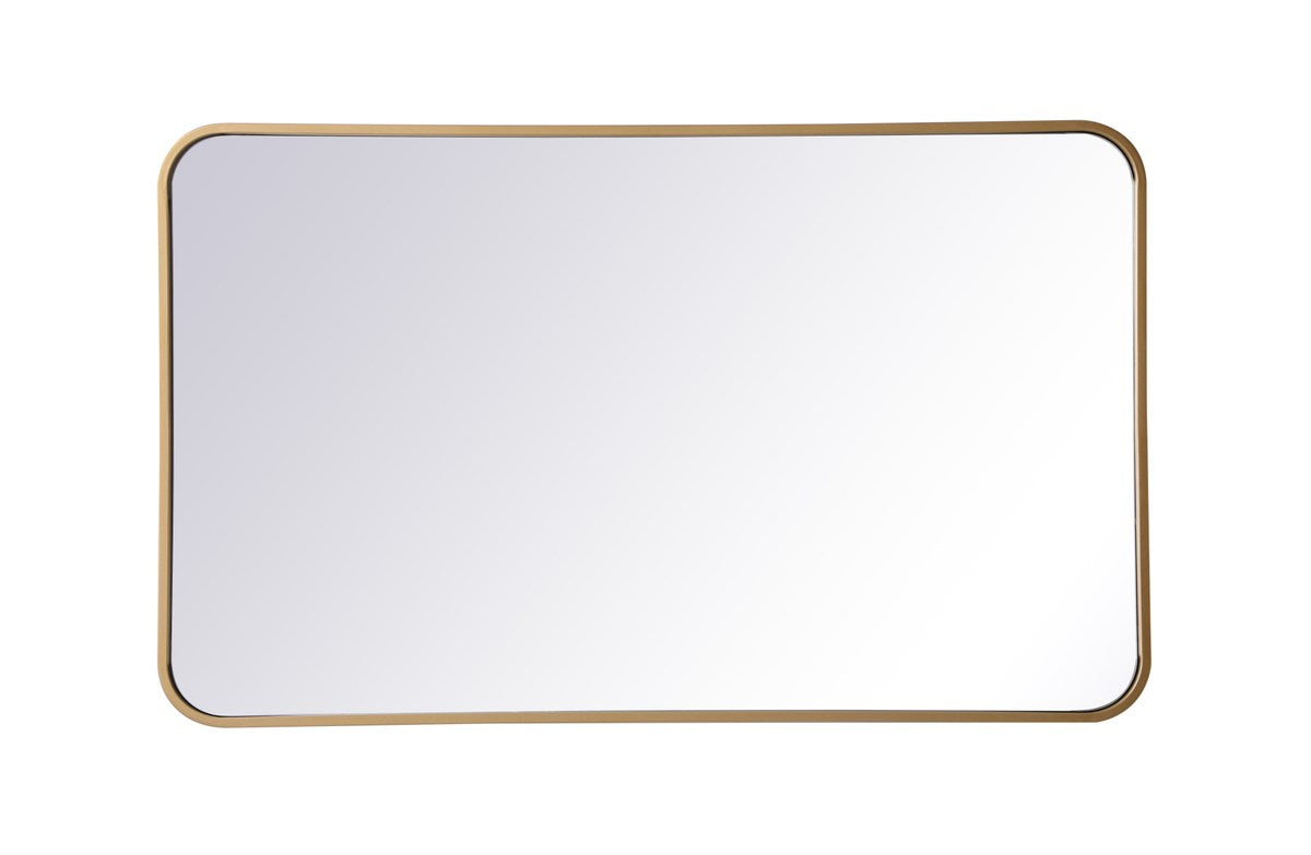 Soft Corner Metal Rectangular Mirror 22X36 Inch In Brass by Elegant Decor