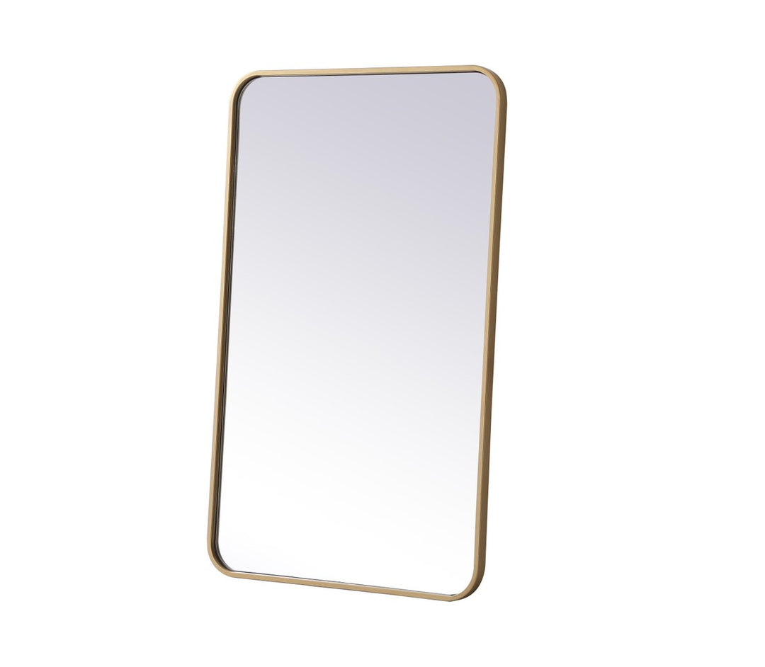 Soft Corner Metal Rectangular Mirror 22X36 Inch In Brass