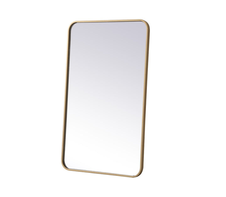 Soft Corner Metal Rectangular Mirror 22X36 Inch In Brass