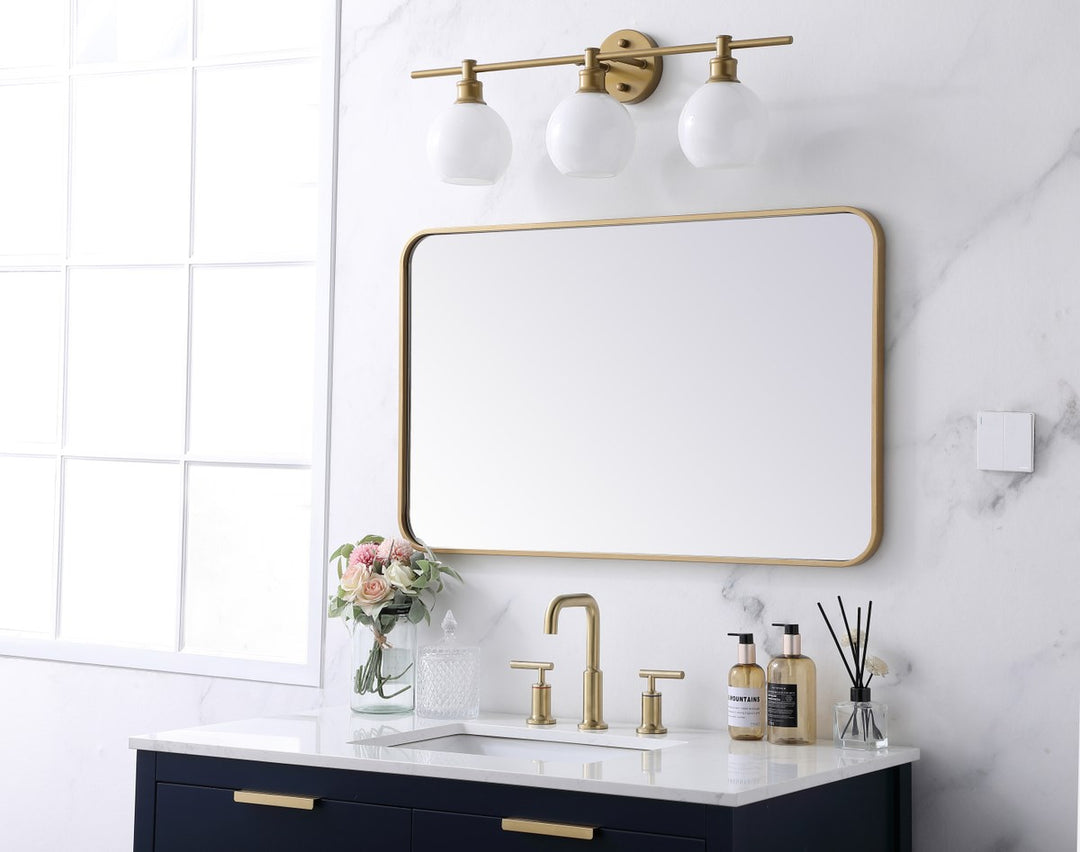 Soft Corner Metal Rectangular Mirror 22X36 Inch In Brass