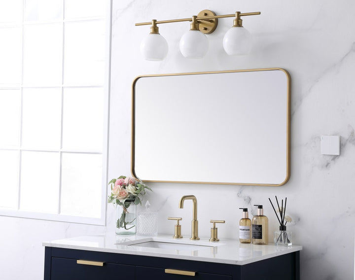 Soft Corner Metal Rectangular Mirror 22X36 Inch In Brass