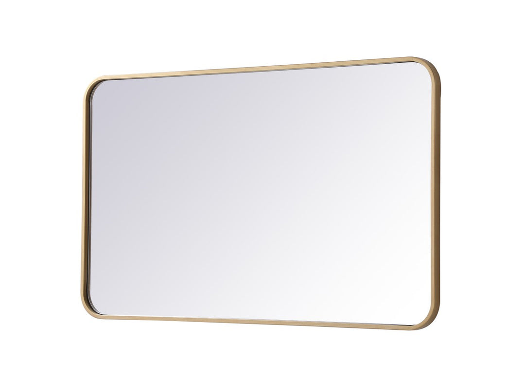 Soft Corner Metal Rectangular Mirror 22X36 Inch In Brass