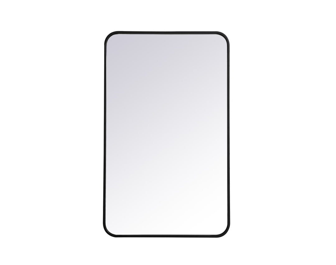 Soft Corner Metal Rectangular Mirror 22X36 Inch In Black by Elegant Decor